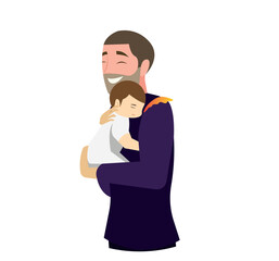 vector illustration of a father and baby