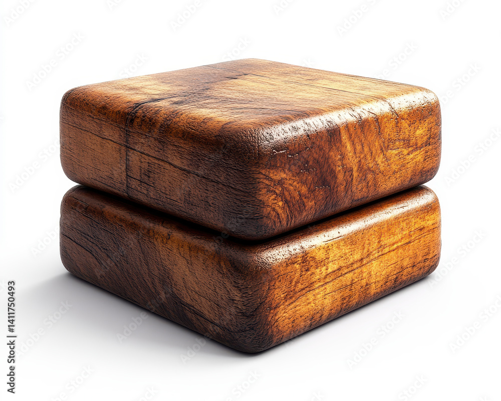 Poster isolated image of stacked wooden blocks with detailed texture on white background for graphic resour