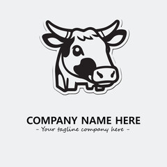 Cow illustration black and white for logo company vector image
