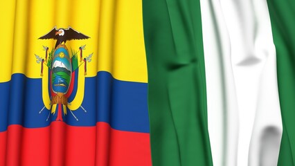 Flags of Ecuador and NIGERIA with realistic cloth texture
