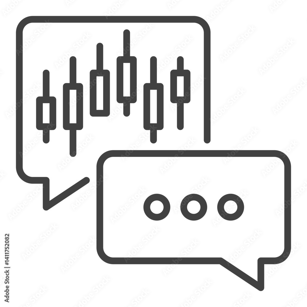 Poster speech bubbles with candlestick trading chart vector icon or symbol in outline style