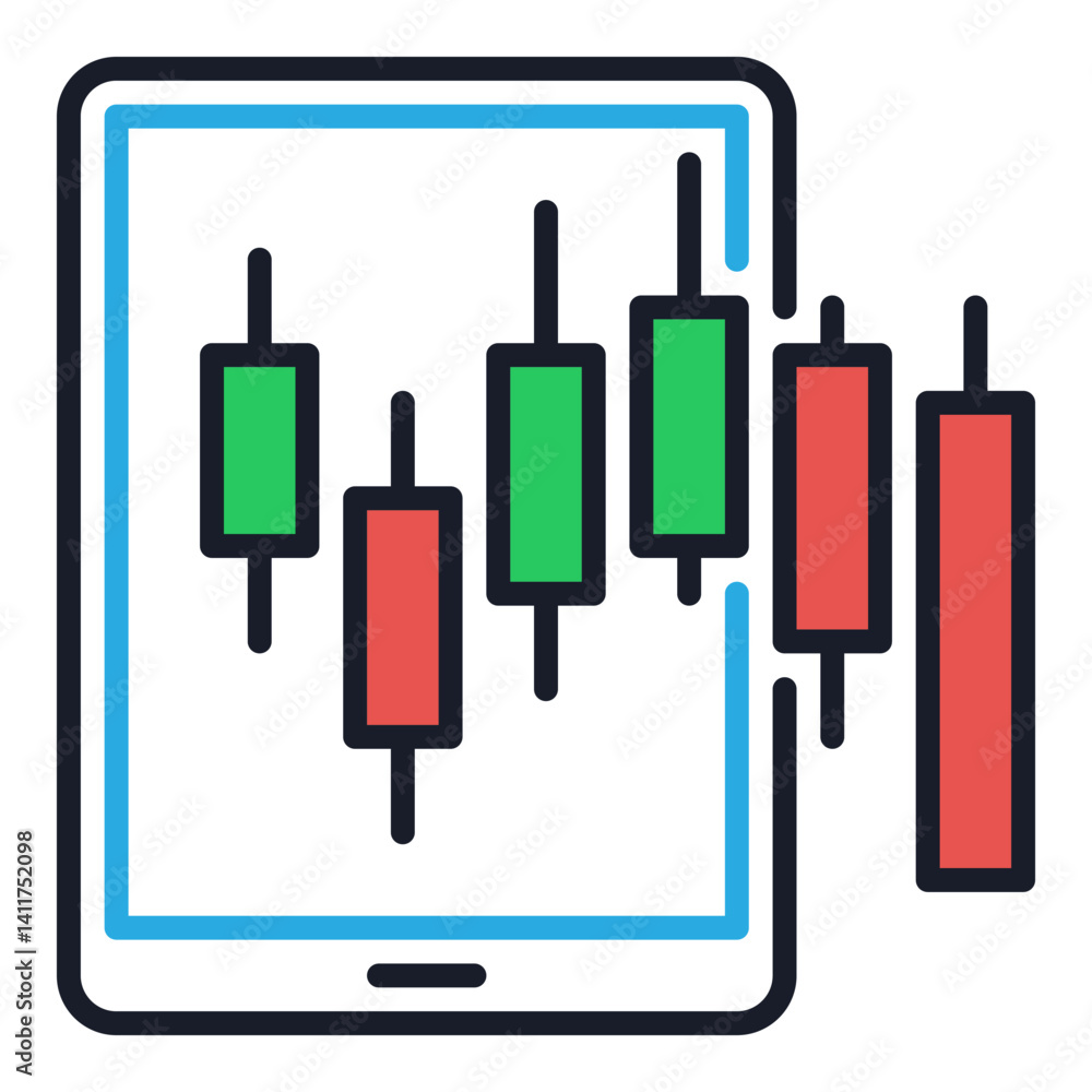 Aufkleber smartphone sscreen with candlestick pattern chart vector colored icon or design element