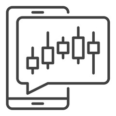 Smartphone with Candlestick Chart vector outline icon or symbol
