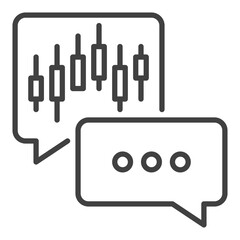 Speech Bubbles with Candlestick Trading Chart vector icon or symbol in outline style