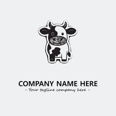 Cow illustration black and white for logo company vector image
