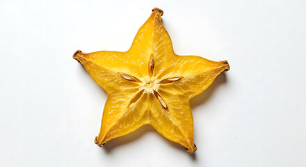 Curled Amber Dried Starfruit Slice on White