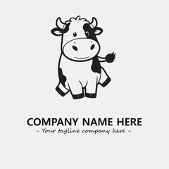 Cow illustration black and white for logo company vector image
