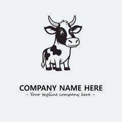 Cow illustration black and white for logo company vector image
