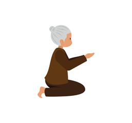 old beggar is begging