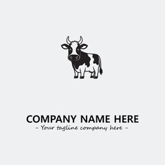 Cow illustration black and white for logo company vector image
