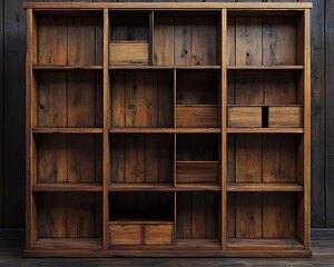 wooden shelves on a wall