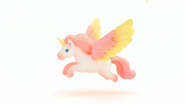A whimsical winged unicorn toy in pink and yellow, symbolizing imagination and magic.