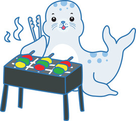 Cute Seal vector icon. Funny baby Seal animal series stock illustration. Life of fluffy Seal designs