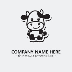 Cow illustration black and white for logo company vector image
