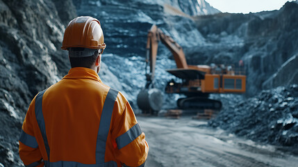 Mining engineer overseeing the operation of automated machinery designed for lithium extraction. Featuring machinery oversight