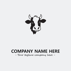Cow illustration black and white for logo company vector image
