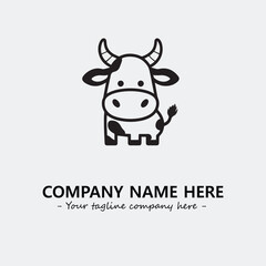 Cow illustration black and white for logo company vector image
