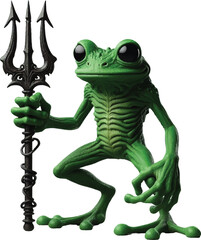 a full-body cartoon frog warrior in 2D