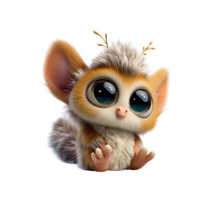 Adorable 3D Rendered Baby Lemur with Big Eyes
