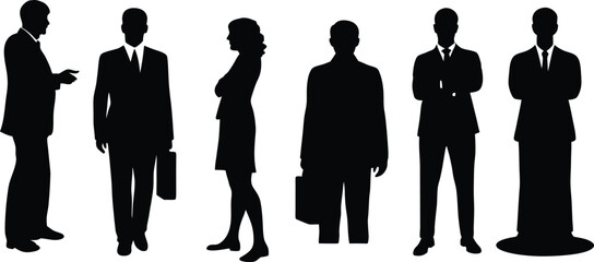 Business Person Silhouette Vector Set &ndash; Professional Figures in Various Corporate Poses