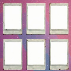 Several isolated vintage polaroid frames, different sizes & styles, polaroid, colorful, image