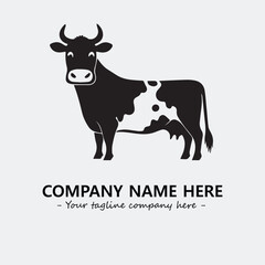 Cow illustration black and white for logo company vector image
