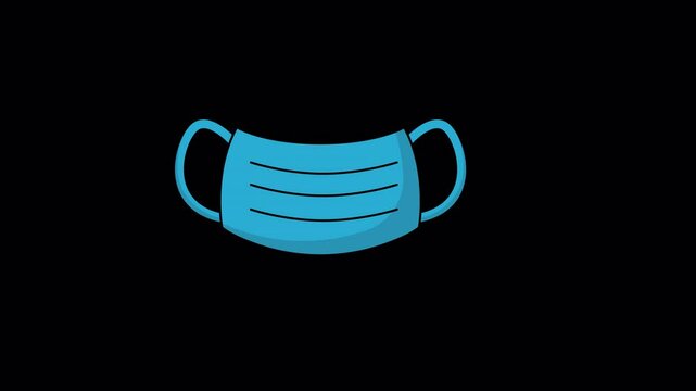 Face Mask Icon Animation. 4k Animation With Alpha Channel And Transparent Background