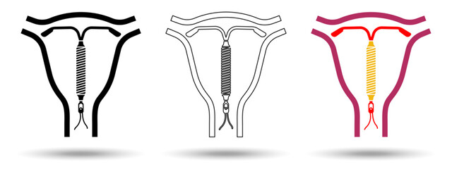 IUD icon. IUD icon on a white background, isolated. The icon has three uses in applications and websites. Vector illustration. IUD icon on a white background.