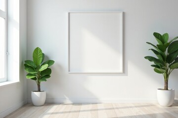 Clean white gallery frame interior, minimalist design , frame mockup, frame