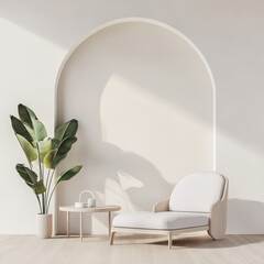 Cozy Modern Living Room with Stylish Chair and Elegant Green Plant