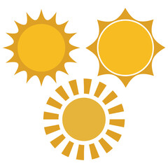 Sun. Yellow icon on white background. Vector illustration. Sun icon in simple style on a white background
