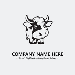 Cow illustration black and white for logo company vector image
