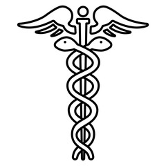 Caduceus Symbol &ndash; Medical Emblem with Two Snakes and Wings, Icon of Healing and Balance