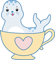 Cute Seal vector icon. Funny baby Seal animal series stock illustration. Life of fluffy Seal designs