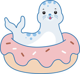 Cute Seal vector icon. Funny baby Seal animal series stock illustration. Life of fluffy Seal designs