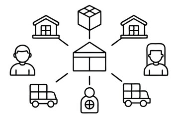 Distributor line art outlined in fine detail