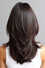 Naklejka premium A head of styled hair, showing the results of professional styling - transformation long haircare hair curly