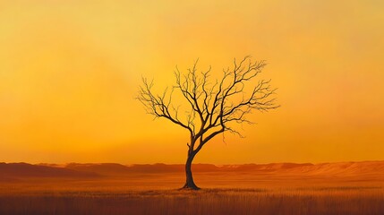 lonely tree in the morning