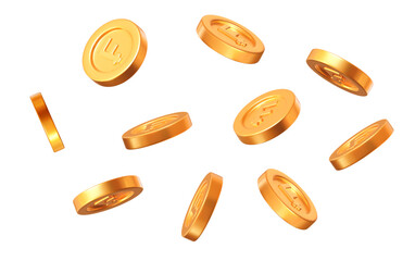 3d set golden Swiss Frank coin with different angles. CHF icon. Stock vector illustration on isolated background.	