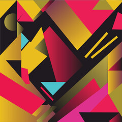 An abstract composition of intersecting shapes, with vibrant tones and smooth gradients creating a sense of movement.