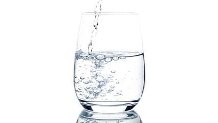 Water Pouring Into Glass On Black Background Refreshment And Hydration Concept