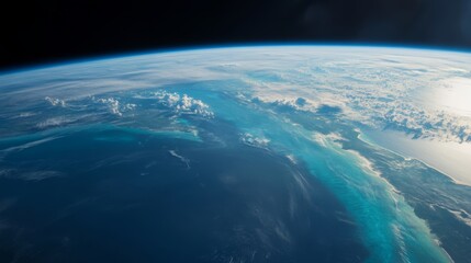 Fototapeta premium A view of the Gulf Stream from space, highlighting the warm and cold water movements,