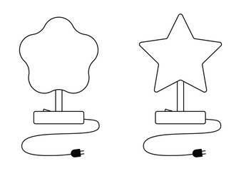 Outline of Minimalist Star-Shaped Table Lamp, Modern Design.