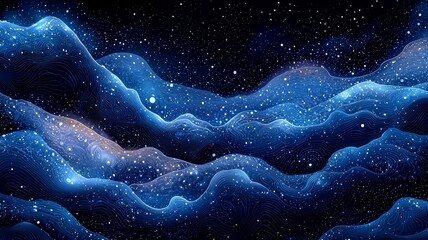 Fototapeta premium Stunning cosmic landscape featuring swirling blue nebulae and twinkling stars, perfect for space-themed projects and celestial inspiration.