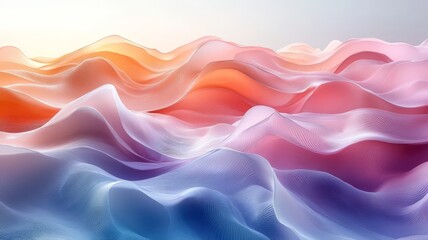 Obraz premium Abstract flowing waves in vibrant hues of pink and orange, creating a serene and dynamic visual perfect for modern design and creative projects.