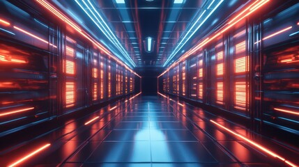 Futuristic server room interior technology