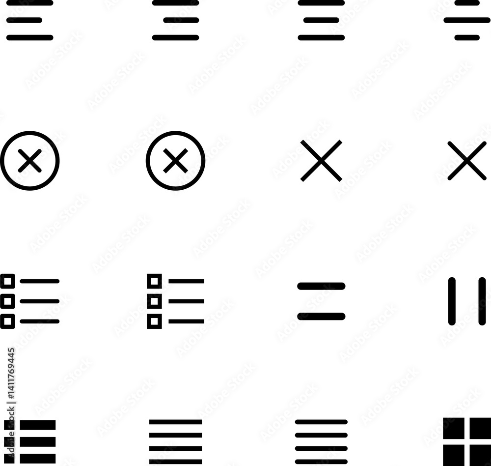 Poster hamburger menu flat icons. ui website design elements. navigation icons for mobile app and user inte