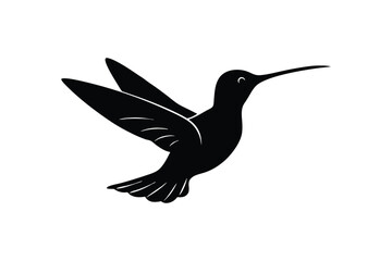 Silhouette art design of a hummingbird in mid-flight and wings flapping rapidly.eps