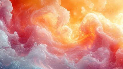 Vibrant abstract clouds in hues of orange and pink, creating a dreamy atmosphere perfect for backgrounds in creative projects.