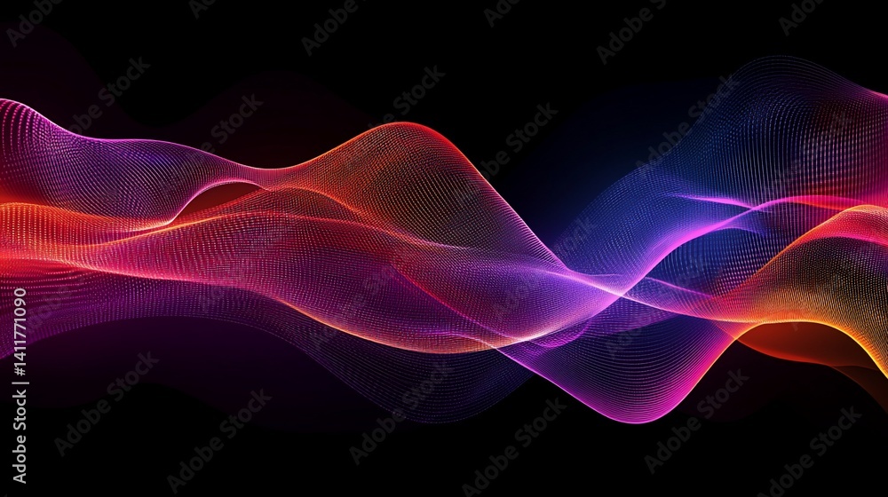 Poster abstract multicolored waves background with a black background pattern